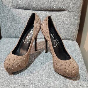 London Rag Clarisse Diamante Faux Suede High Heeled Pumps